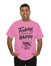 Fishing makes me Happy! In a Unisex Heavy Cotton Tee