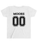 "Moore" name on back of Youth Size Shirt.