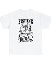 Fishing is my favorite Therapy! in a Unisex Heavy Cotton Tee