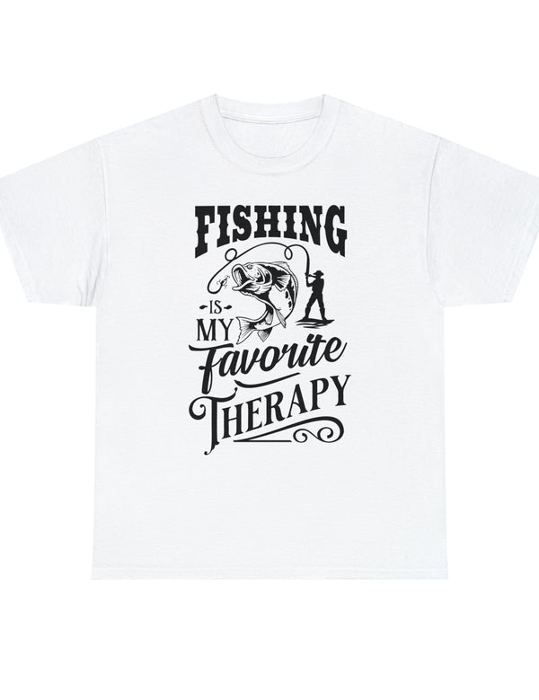 Fishing is my favorite Therapy! in a Unisex Heavy Cotton Tee