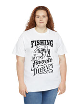 Fishing is my favorite Therapy! in a Unisex Heavy Cotton Tee