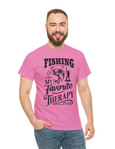 Fishing is my favorite Therapy! in a Unisex Heavy Cotton Tee