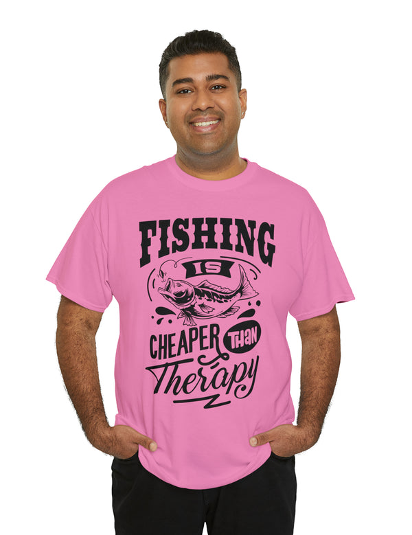 Fishing is cheaper than Therapy! in a Unisex Heavy Cotton Tee