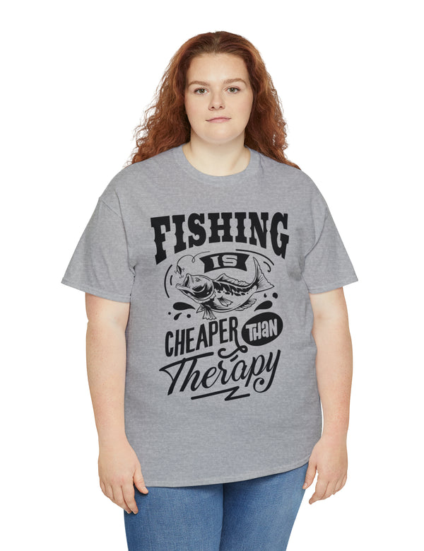 Fishing is cheaper than Therapy! in a Unisex Heavy Cotton Tee