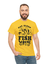 Eat, Sleep, Fish, Repeat! in a super comfortable cotton tee.