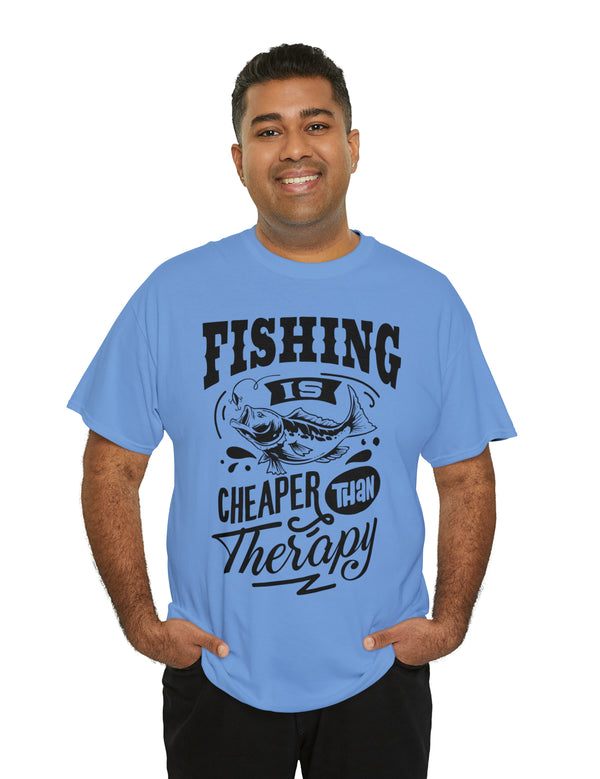 Fishing is cheaper than Therapy! in a Unisex Heavy Cotton Tee