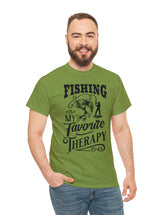 Fishing is my favorite Therapy! in a Unisex Heavy Cotton Tee