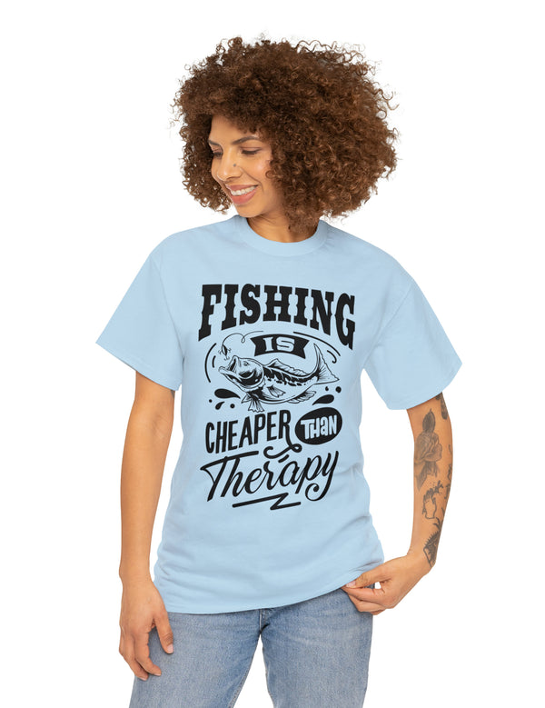 Fishing is cheaper than Therapy! in a Unisex Heavy Cotton Tee