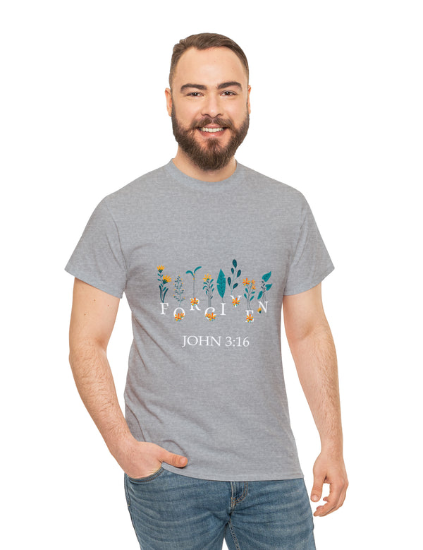 Forgiven - John 3:16 - Unisex Heavy Cotton Tee