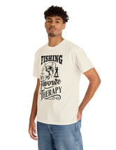 Fishing is my favorite Therapy! in a Unisex Heavy Cotton Tee