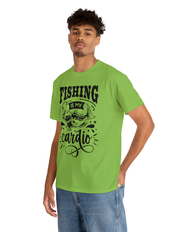 Fishing is my Cardio! in a Unisex Heavy Cotton Tee