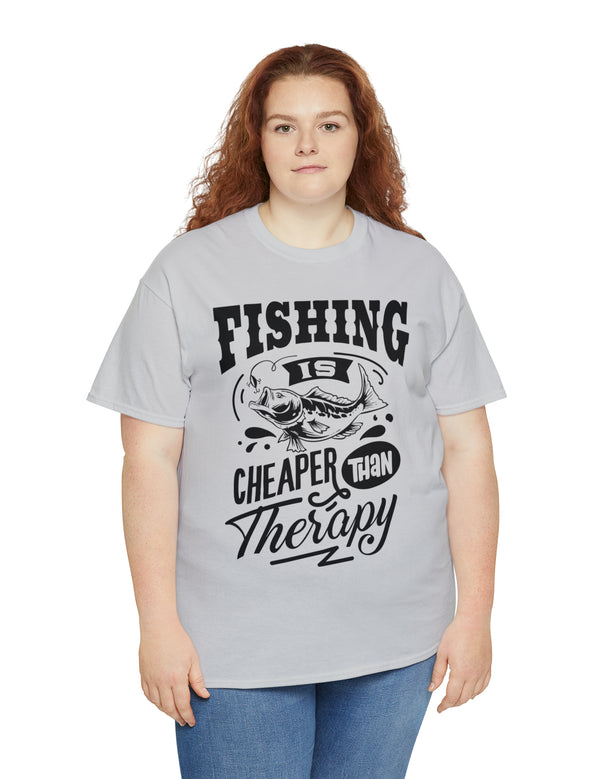 Fishing is cheaper than Therapy! in a Unisex Heavy Cotton Tee