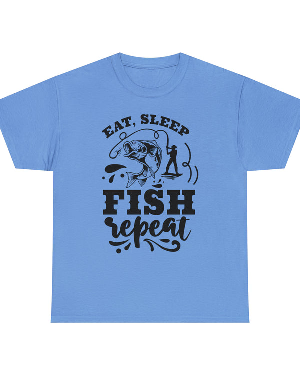 Eat, Sleep, Fish, Repeat! in a super comfortable cotton tee.