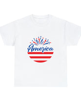 Patriotic America in Round Logo - Unisex Heavy Cotton Tee