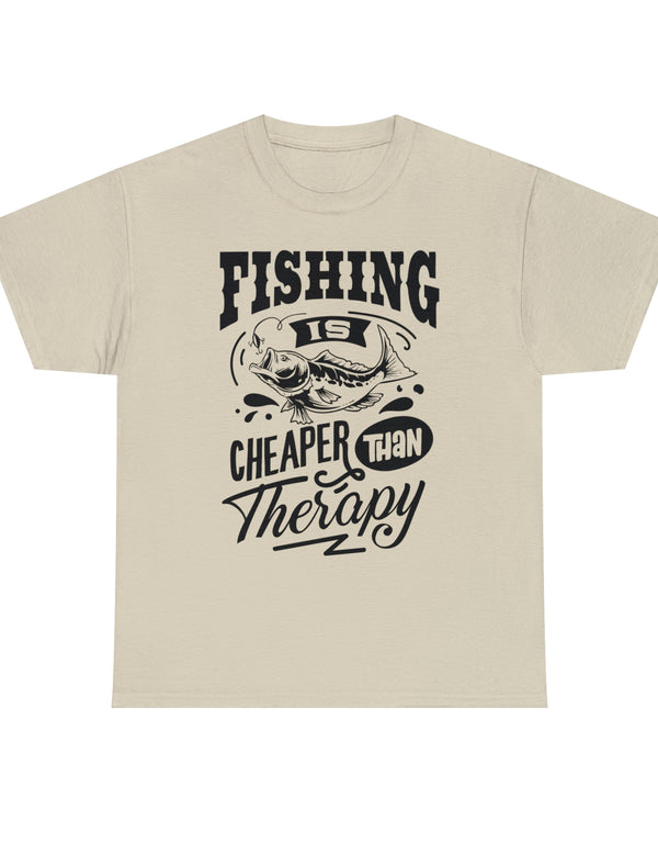 Fishing is cheaper than Therapy! in a Unisex Heavy Cotton Tee