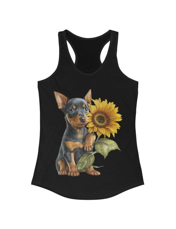 Pinscher baby pup and flower in this Women's Ideal Racerback Tank