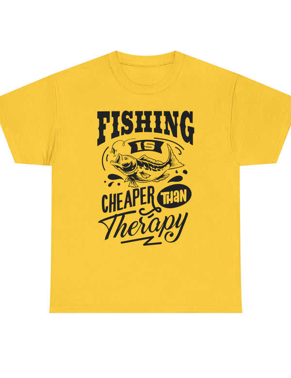 Fishing is cheaper than Therapy! in a Unisex Heavy Cotton Tee