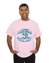 A lucky fisherman never... in a Unisex Heavy Cotton Tee