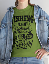 Fishing is cheaper than Therapy! in a Unisex Heavy Cotton Tee