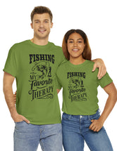 Fishing is my favorite Therapy! in a Unisex Heavy Cotton Tee