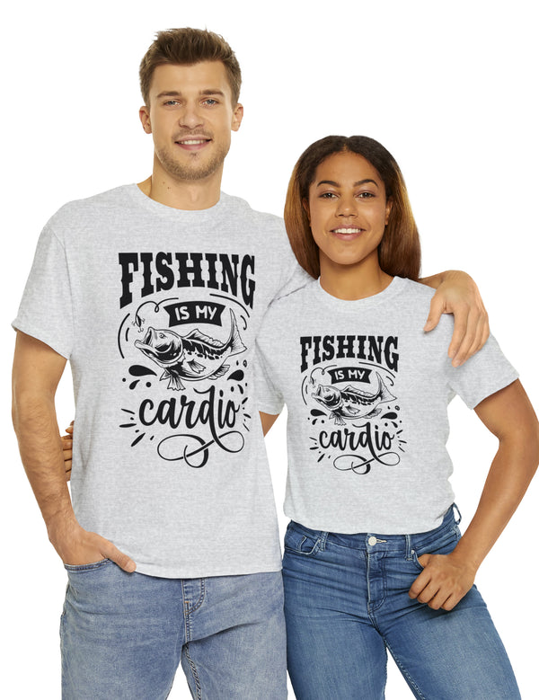 Fishing is my Cardio! in a Unisex Heavy Cotton Tee