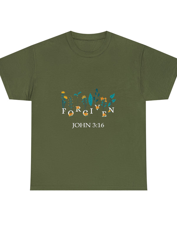 Forgiven - John 3:16 - Unisex Heavy Cotton Tee