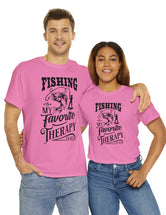 Fishing is my favorite Therapy! in a Unisex Heavy Cotton Tee