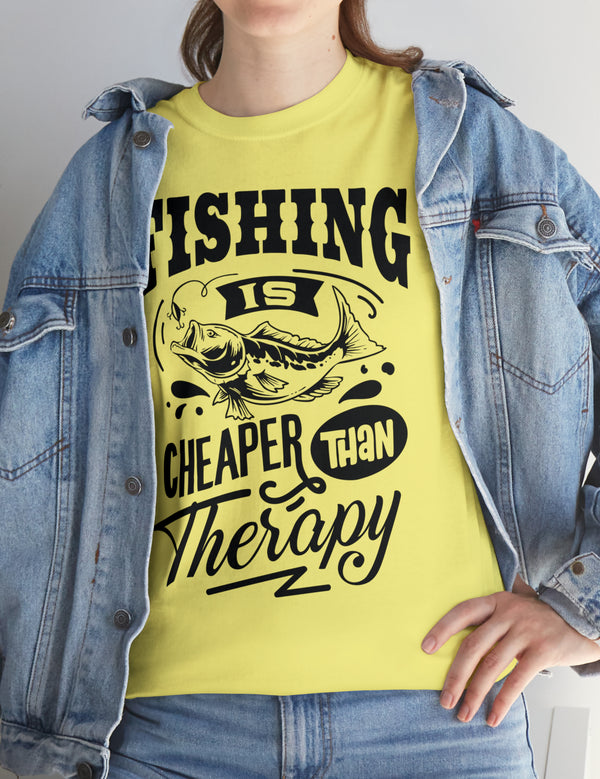 Fishing is cheaper than Therapy! in a Unisex Heavy Cotton Tee