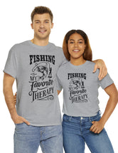 Fishing is my favorite Therapy! in a Unisex Heavy Cotton Tee