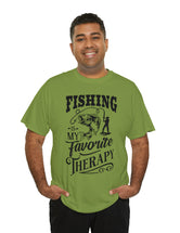 Fishing is my favorite Therapy! in a Unisex Heavy Cotton Tee