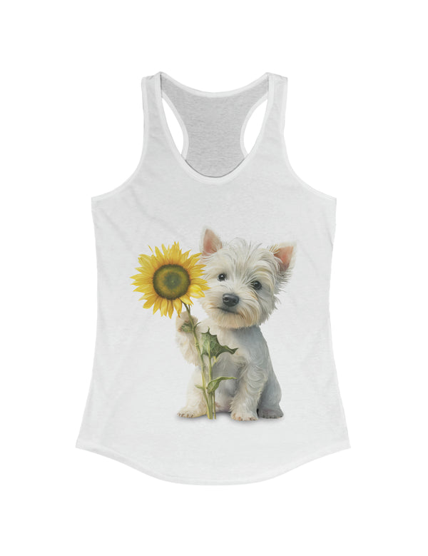 Westie baby pup and flower in this Women's Ideal Racerback Tank