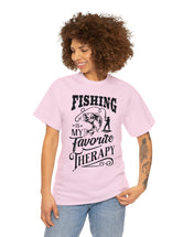 Fishing is my favorite Therapy! in a Unisex Heavy Cotton Tee