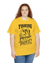 Fishing is my favorite Therapy! in a Unisex Heavy Cotton Tee