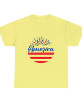 Patriotic America in Round Logo - Unisex Heavy Cotton Tee