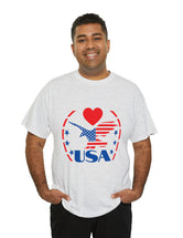 Patriotic USA Shirt with Eagle in Red and Blue - Unisex Heavy Cotton Tee