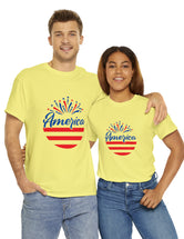 Patriotic America in Round Logo - Unisex Heavy Cotton Tee