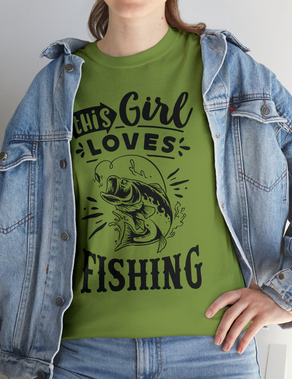 This Girl Loves Fishing! Unisex Heavy Cotton Tee