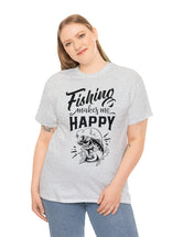 Fishing makes me Happy! In a Unisex Heavy Cotton Tee