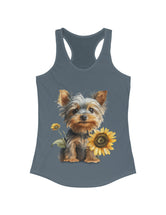 Yorkie baby pup and flower in this Women's Ideal Racerback Tank