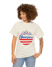 Patriotic America in Round Logo - Unisex Heavy Cotton Tee