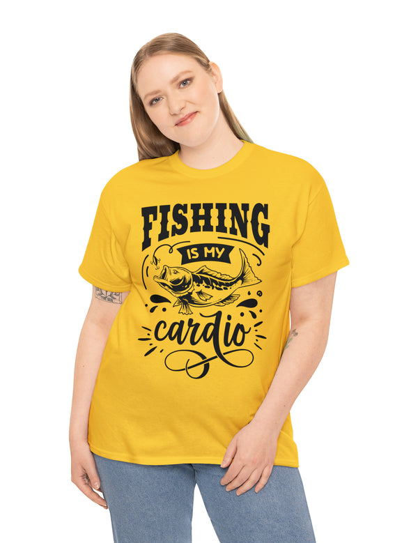 Fishing is my Cardio! in a Unisex Heavy Cotton Tee