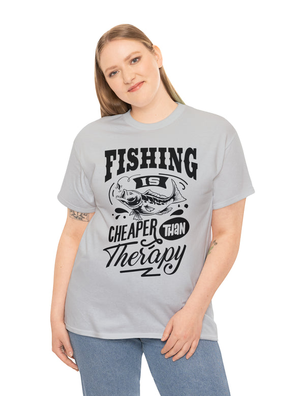 Fishing is cheaper than Therapy! in a Unisex Heavy Cotton Tee