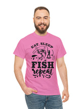 Eat, Sleep, Fish, Repeat! in a super comfortable cotton tee.