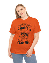 Just a Girl who loves Fishing! Unisex Heavy Cotton Tee