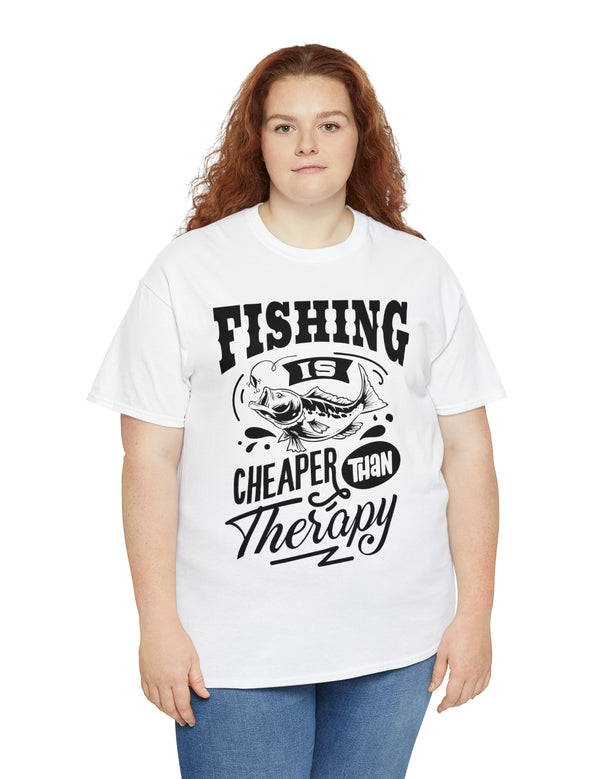 Fishing is cheaper than Therapy! in a Unisex Heavy Cotton Tee