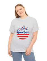 Patriotic America in Round Logo - Unisex Heavy Cotton Tee