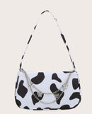 Cow Print Butterfly Charm Shoulder Bag