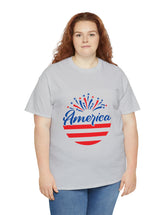 Patriotic America in Round Logo - Unisex Heavy Cotton Tee